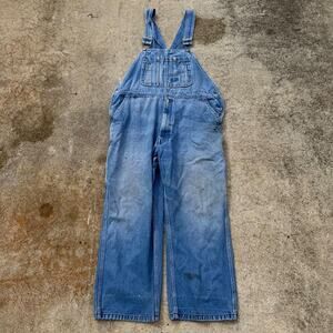 Big Smith Bib Overalls Denim Jean Farmer Distressed & Stained Size 42x30